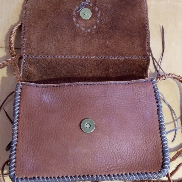 Vintage Handmade Boho Hippie Leather crossbody purse set - Picture 4 of 16